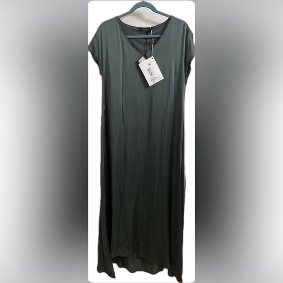NWT Fabiana Filippi Green Silk Satin Long Dress with Pockets - Picture 6 of 11